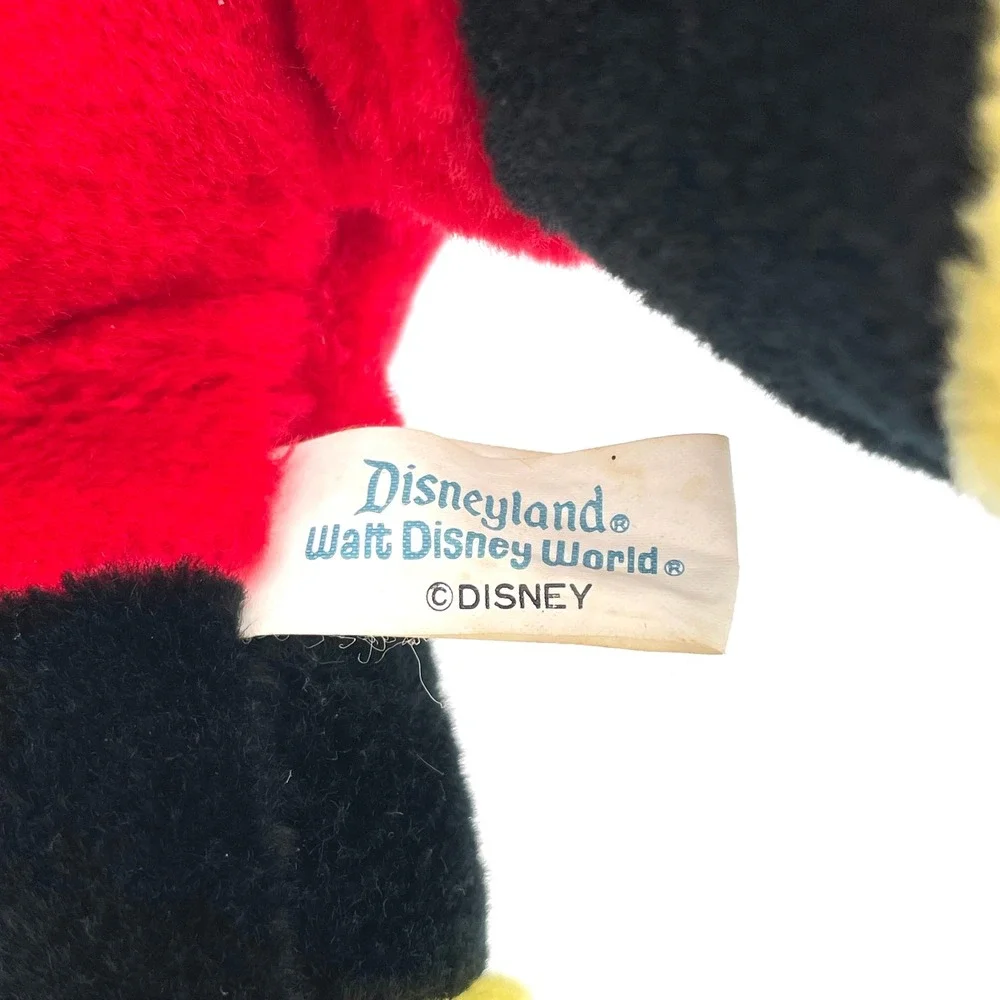 Disney Mickey Mouse Plush Toy Unisex OS Black Red Vintage Classic Disneyland